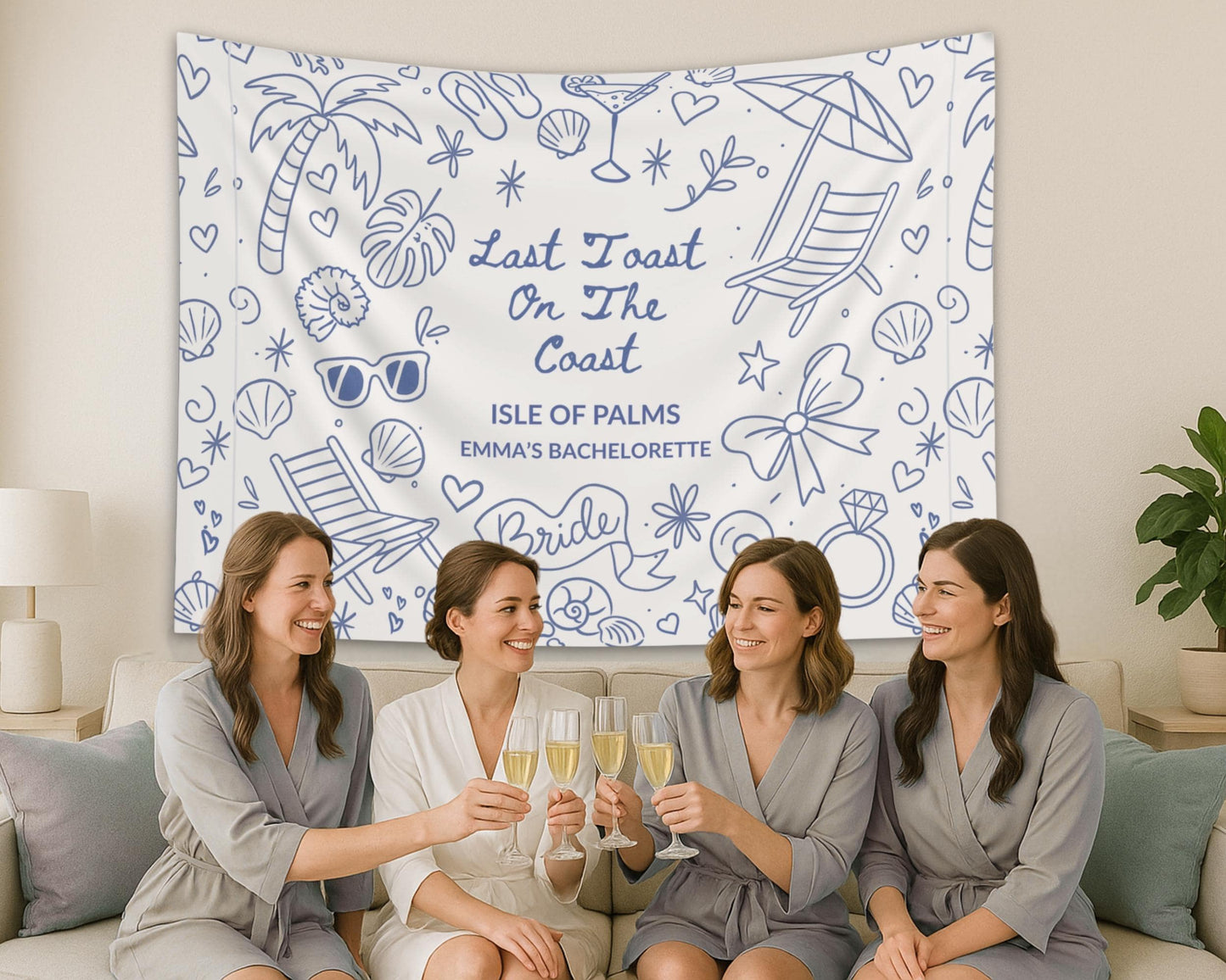 Last Toast on the Coast Banner, Custom Isle of Palms Bachelorette Sign, Coastal Bachelorette Party, Personalized Charleston Beach Backdrop